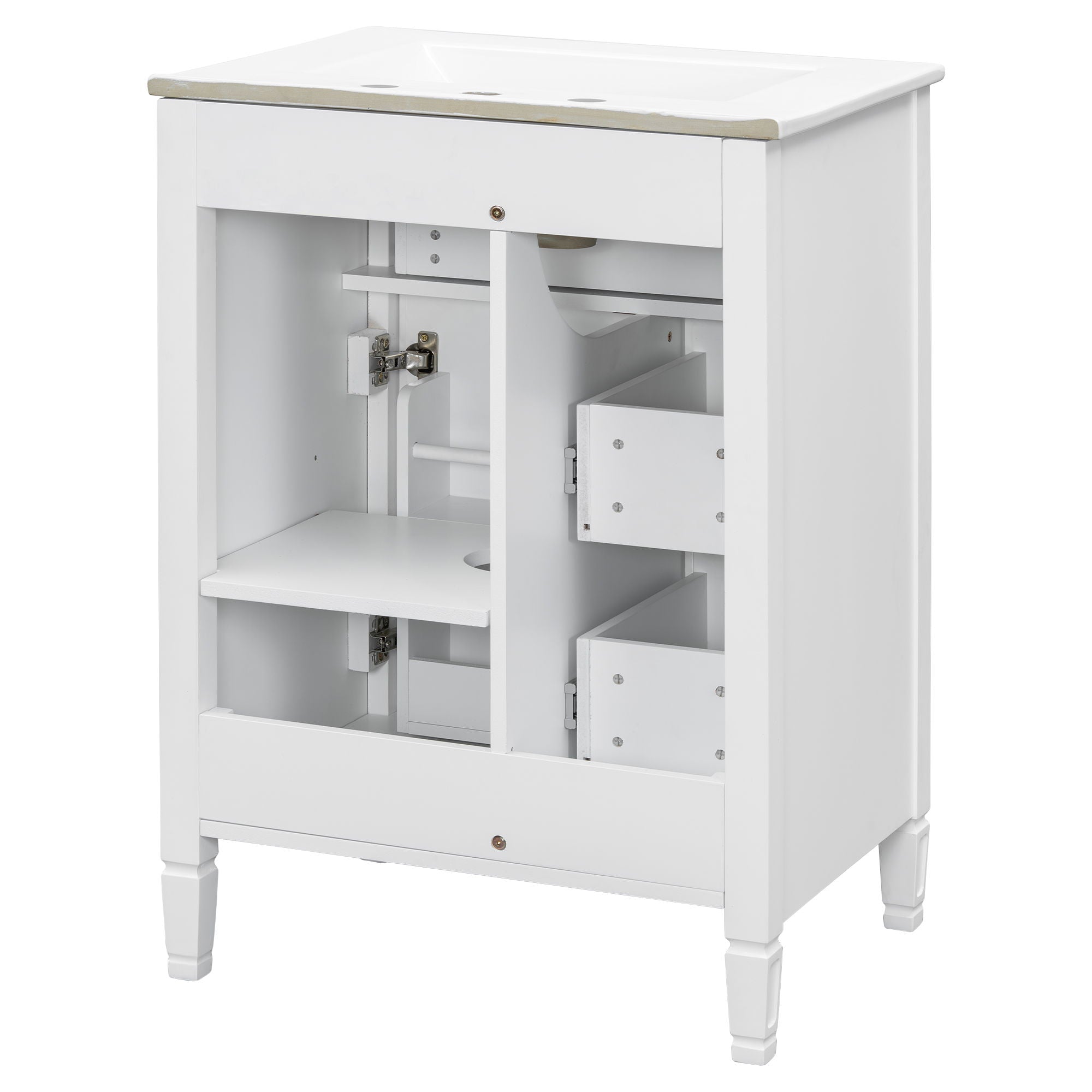 Bathroom Vanity With Sink, Flip Drawer, 2 Drawers, Adjustable Shelf
