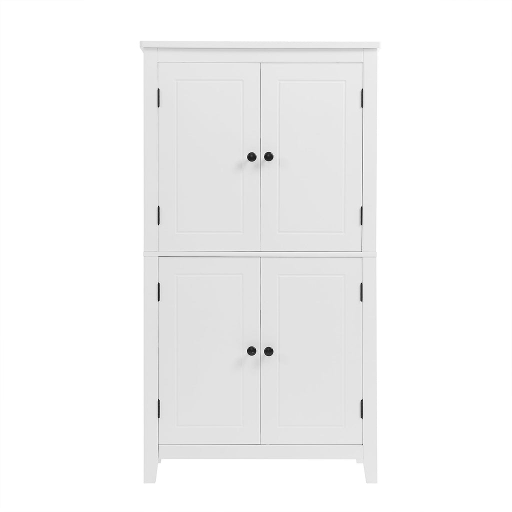 Elegant Bathroom Floor Storage Cabinet With 4 Doors, Adjustable Shelves