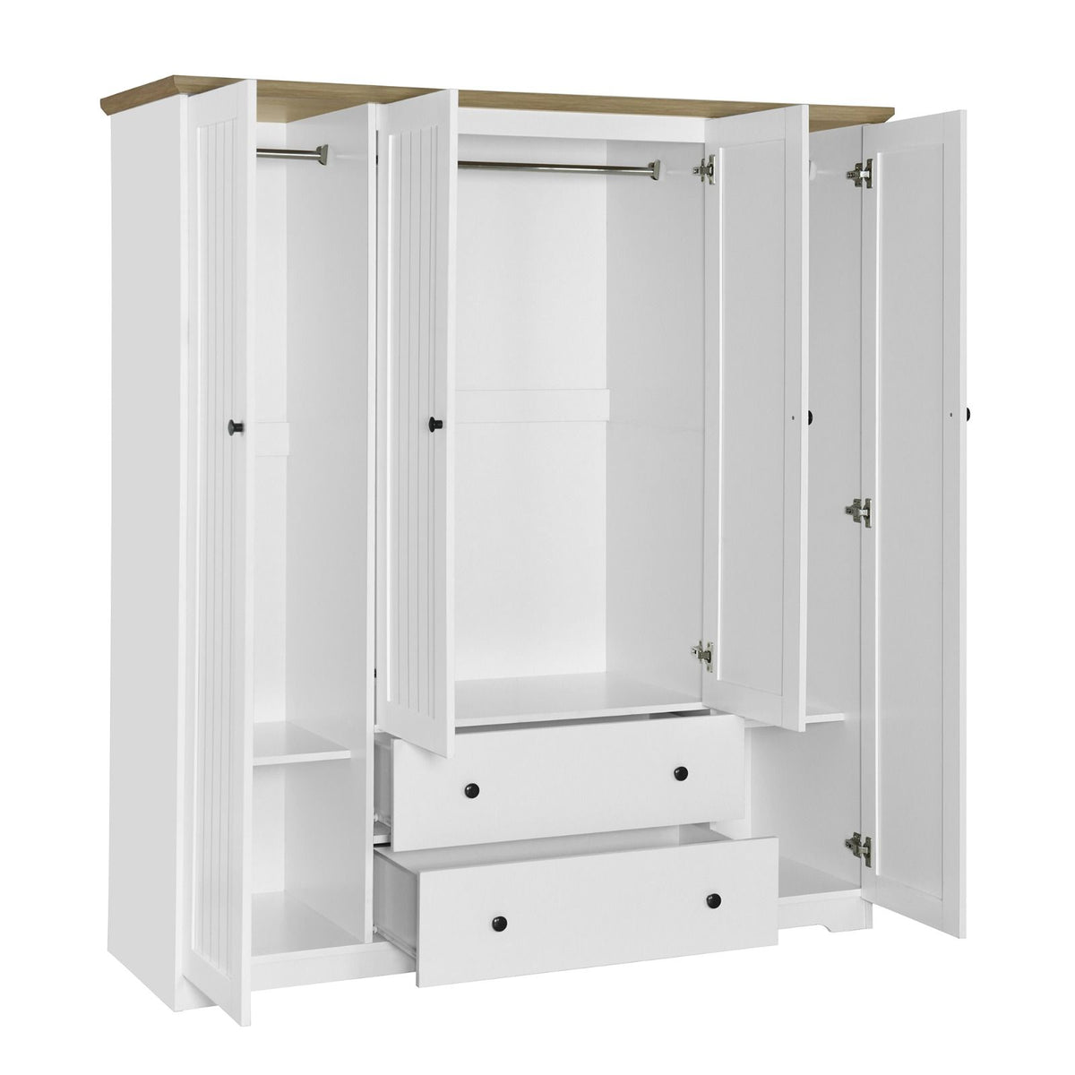 4 Door Wardrobe Armoire With 2 Drawers
