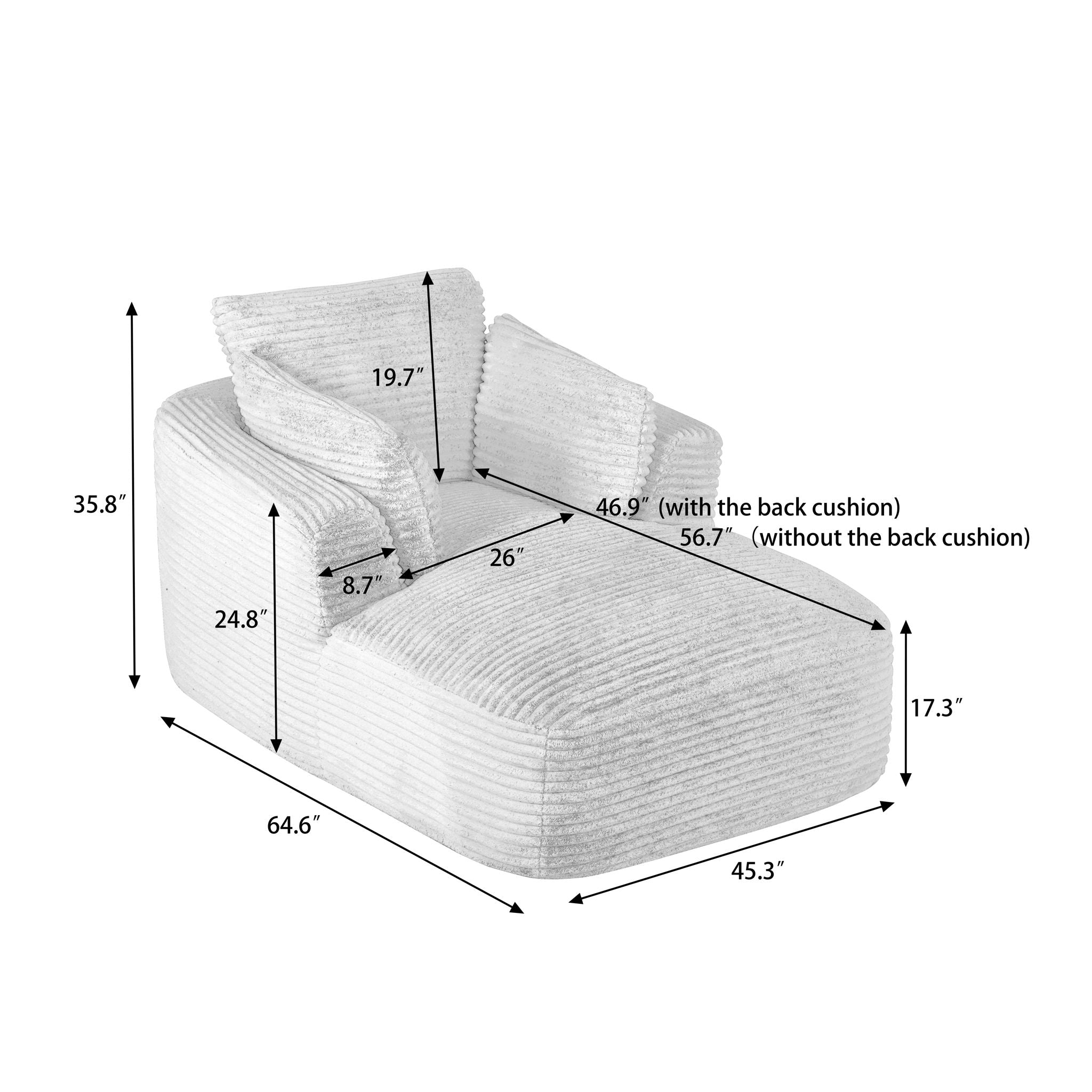 Oversized Chaise Lounge Chair Indoor - Black