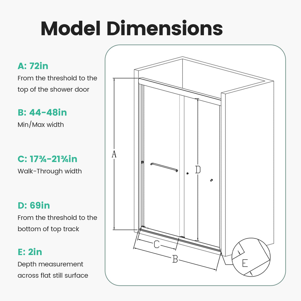 Semi Frameless Double Sliding Shower Door With SGCC Tempered Glass - Chrome