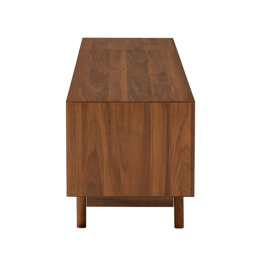 Modern TV Stand With Fluted Glass Doors & 2 Drawers