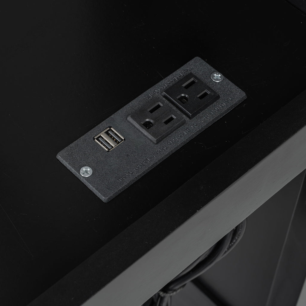 Full Size Gaming Bunk Bed With Desk, Storage Shelves, LED And Charging Station - Black