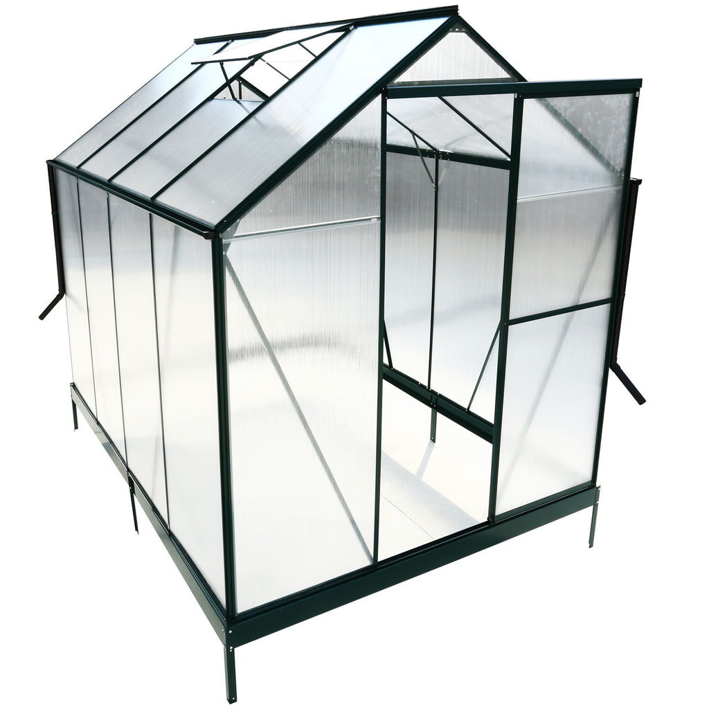 Polycarbonate house, Heavy Duty Outdoor Aluminum Walk-In House Kit With Rain Gutter, Vent And Door For Backyard Garden