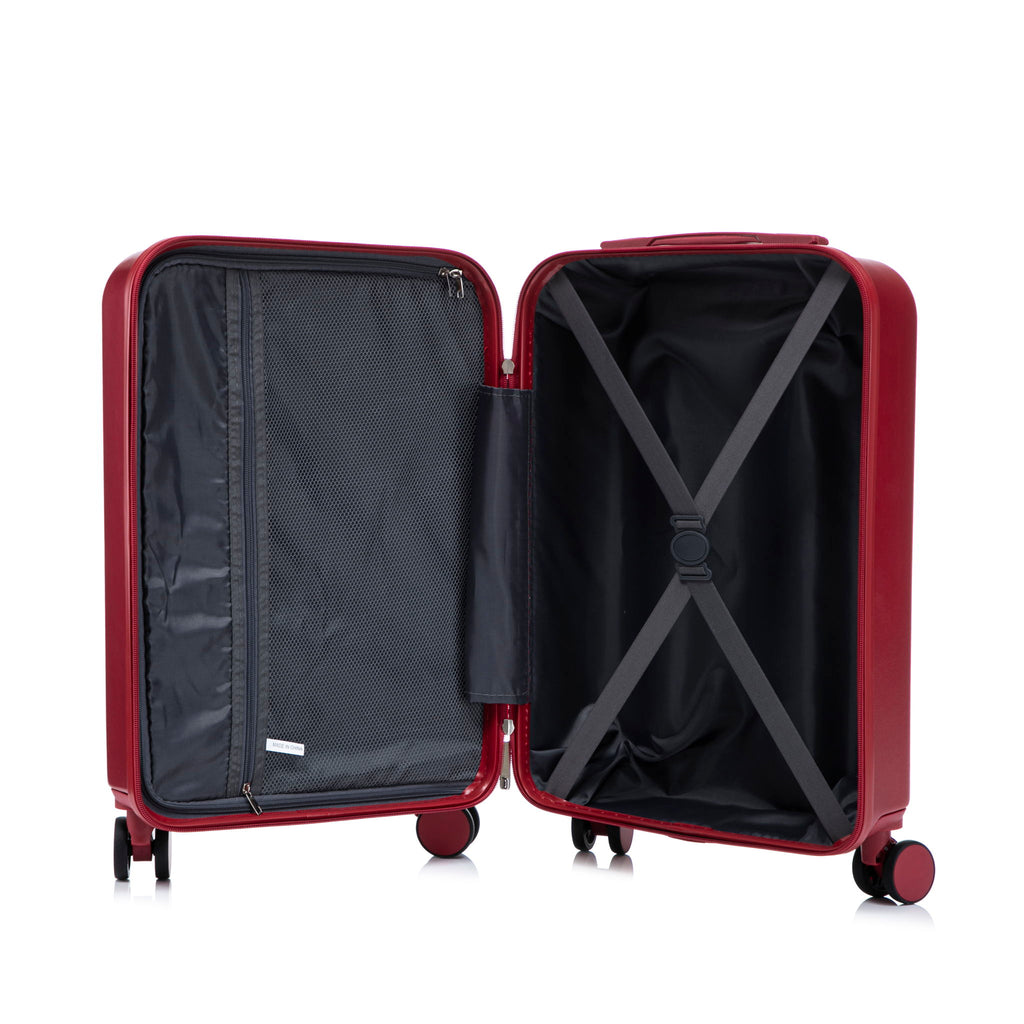 Luggage Set With Cosmetic Case, Combination Lock, Front Opening Design
