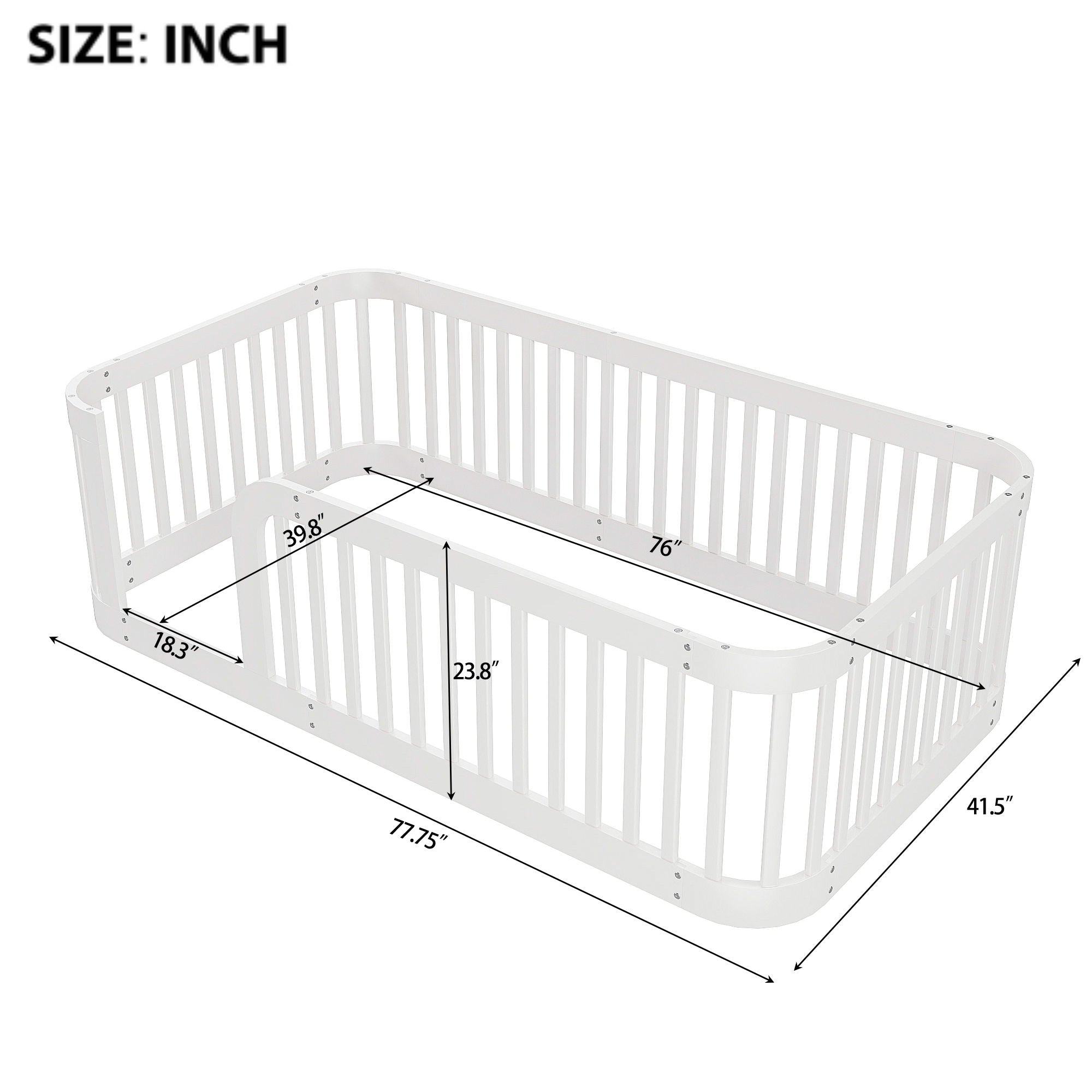 Wood Floor Bed Frame With Fence