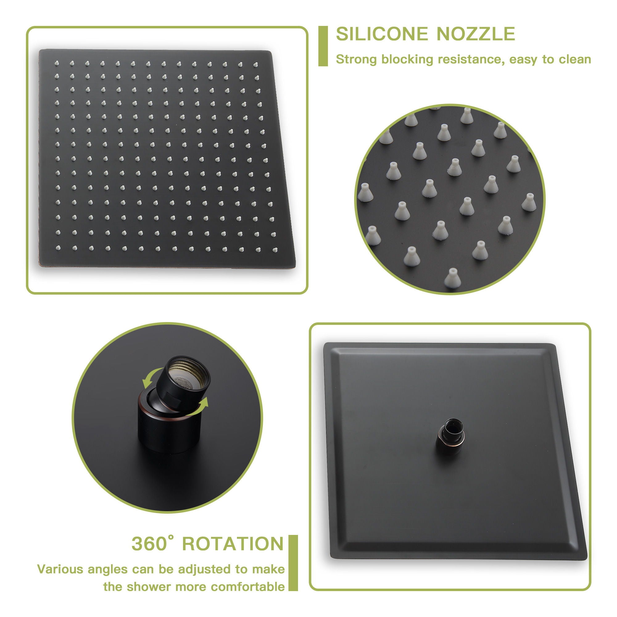 Wall Mounted Square Shower System With Waterfall Tub Spout And 12" Shower Head - Oil-Rubbed Bronze