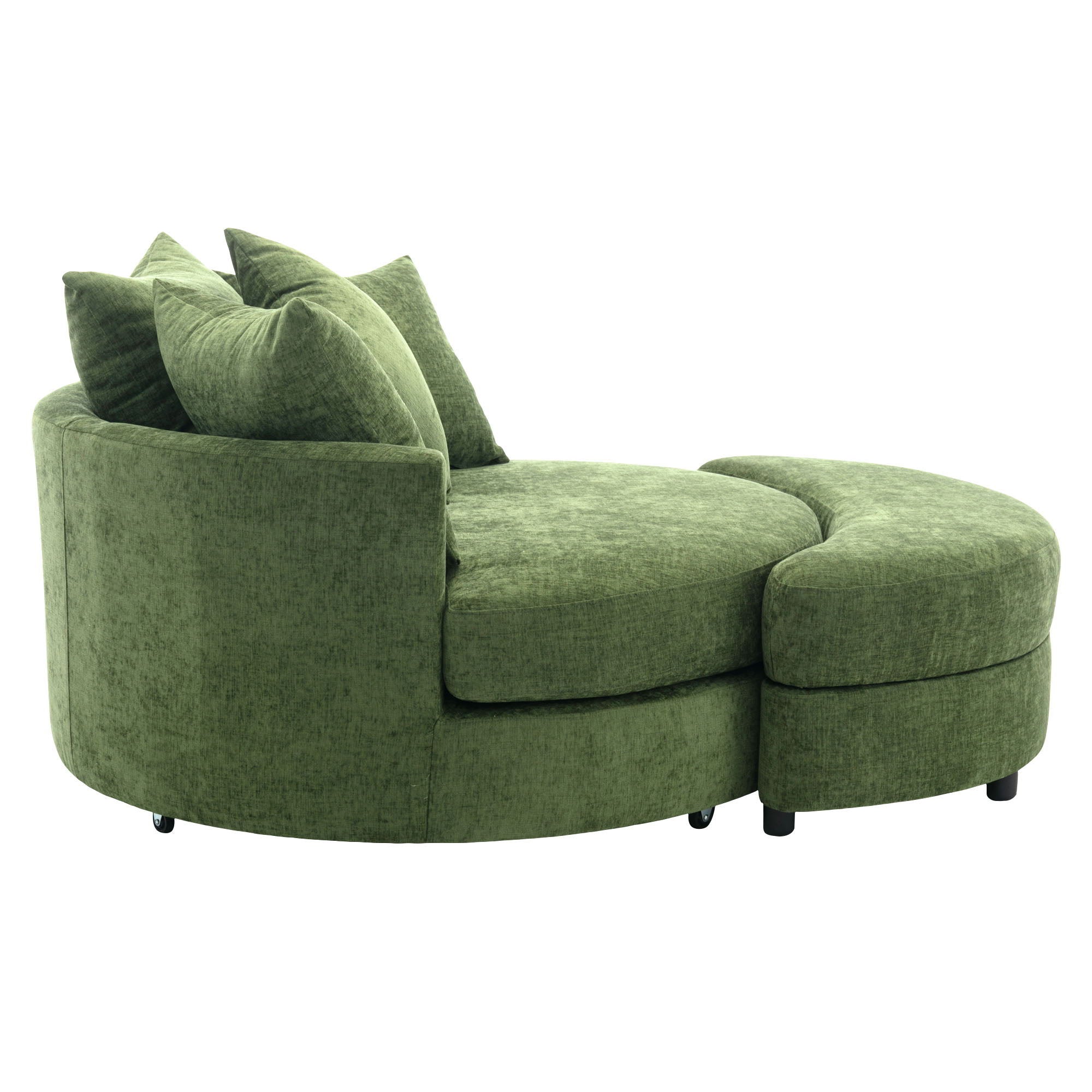 360° Swivel Accent Barrel Chair With Storage Ottoman & 4 Pillows, Modern Leisure Chair Round Accent For Living Room