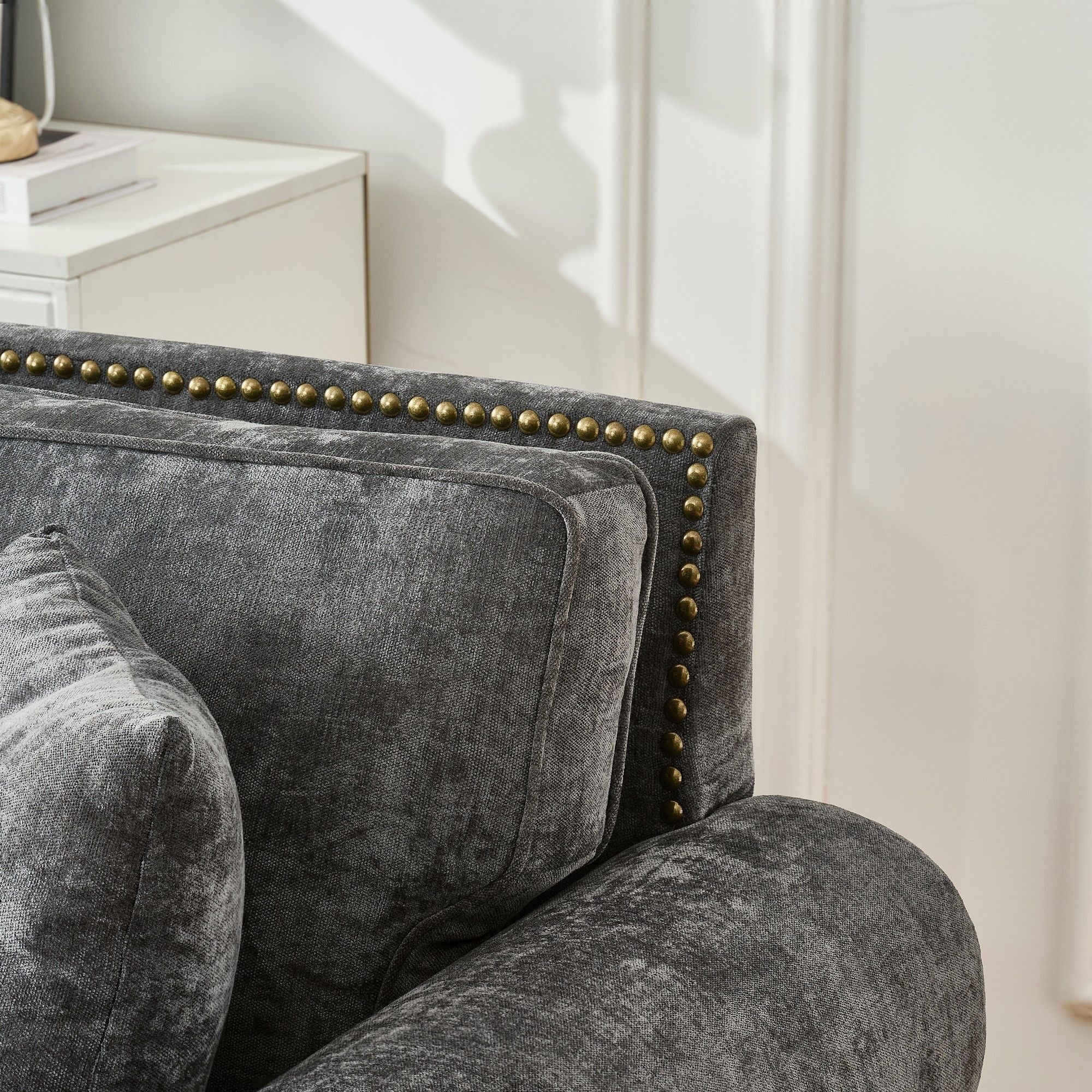 Modern 3 And 2 Seater Sofa With Rolled Arms, Tufted Upholstered Couch
