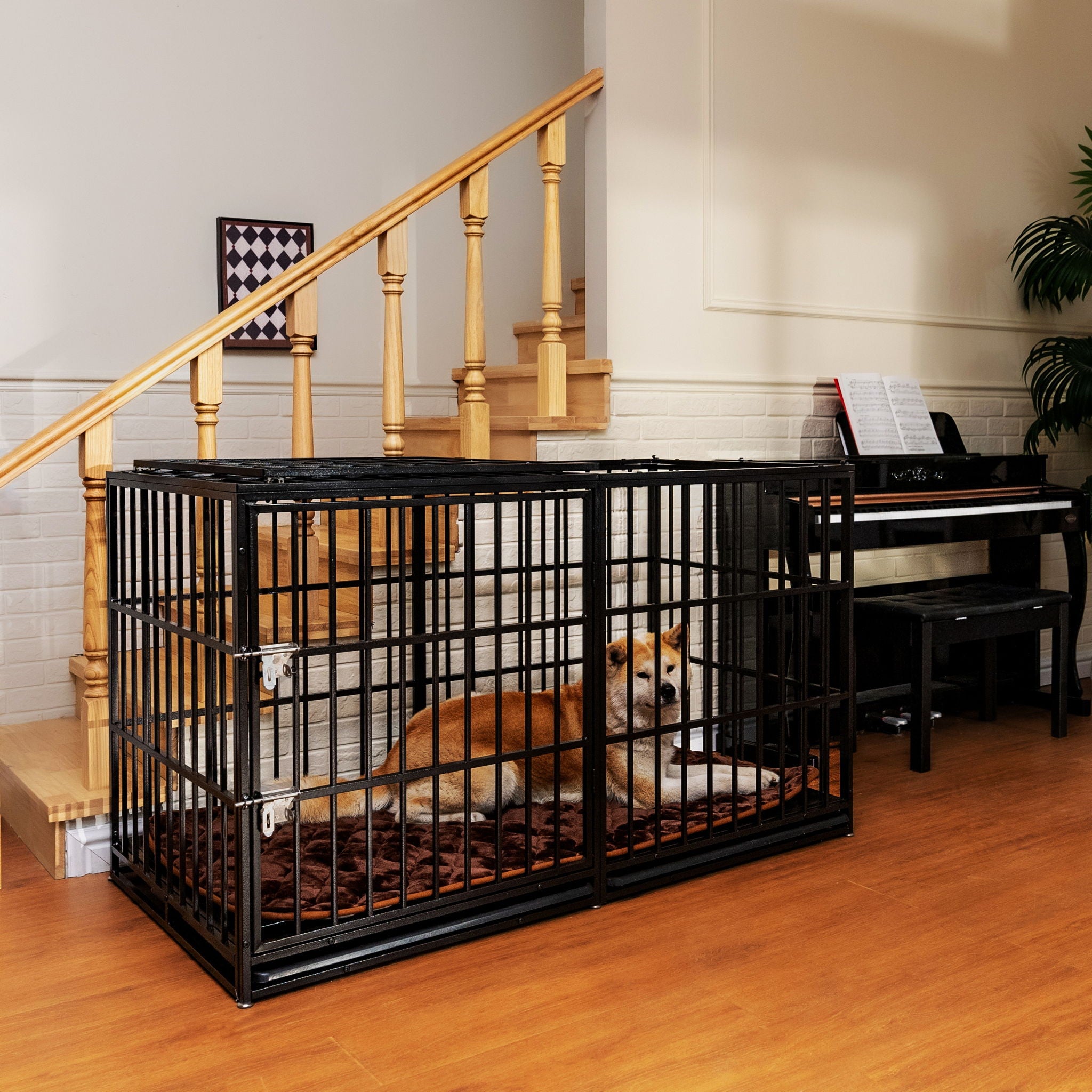 Extra Large Heavy Duty Dog Crate With Removable Pans For Dogs - Black