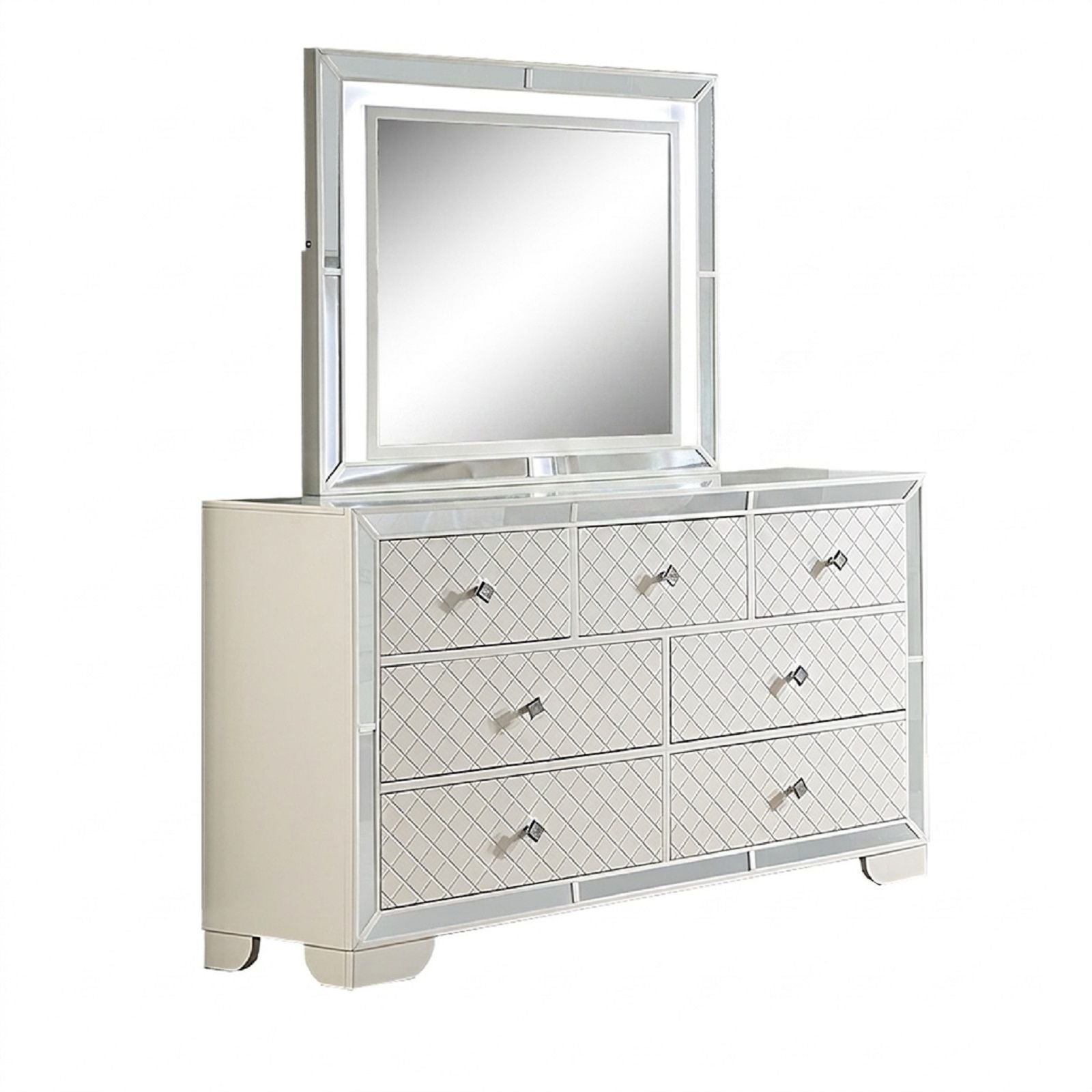 1 Piece Dresser With Diamond-Shaped Knob Handles, Bedroom Furniture - Cream