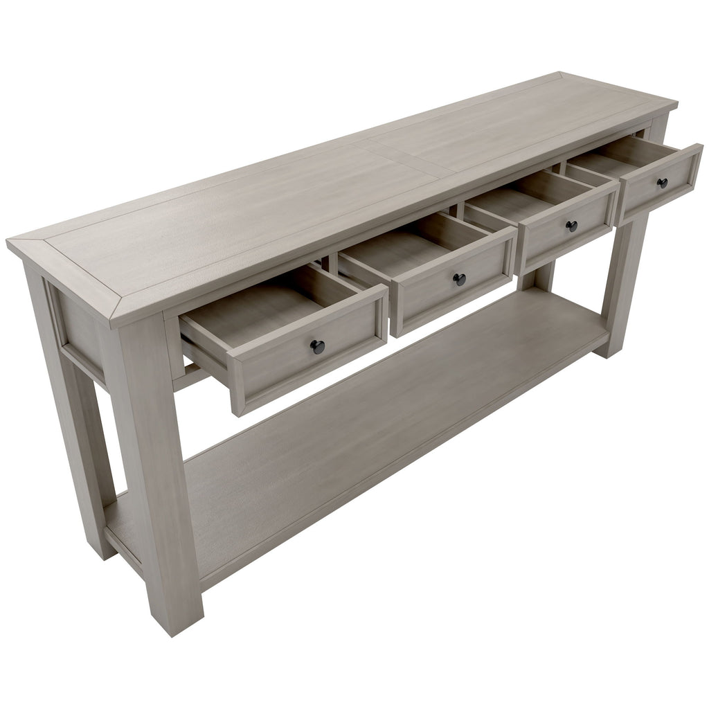 Hearth & Haven Clara - Console Table With Storage Drawers And Bottom Shelf