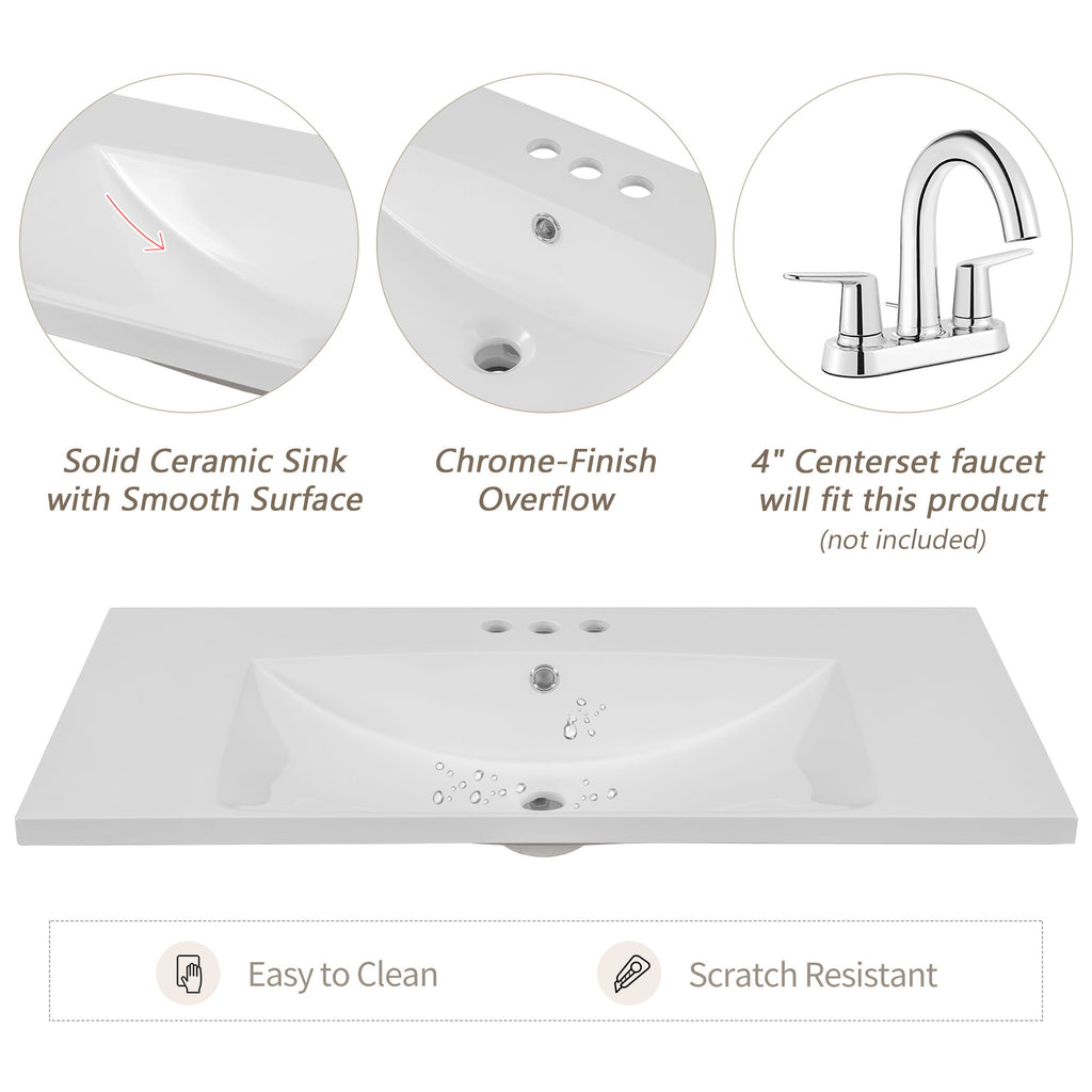 Modern Bathroom Vanity With Sink, Freestanding With Drawers And Doors