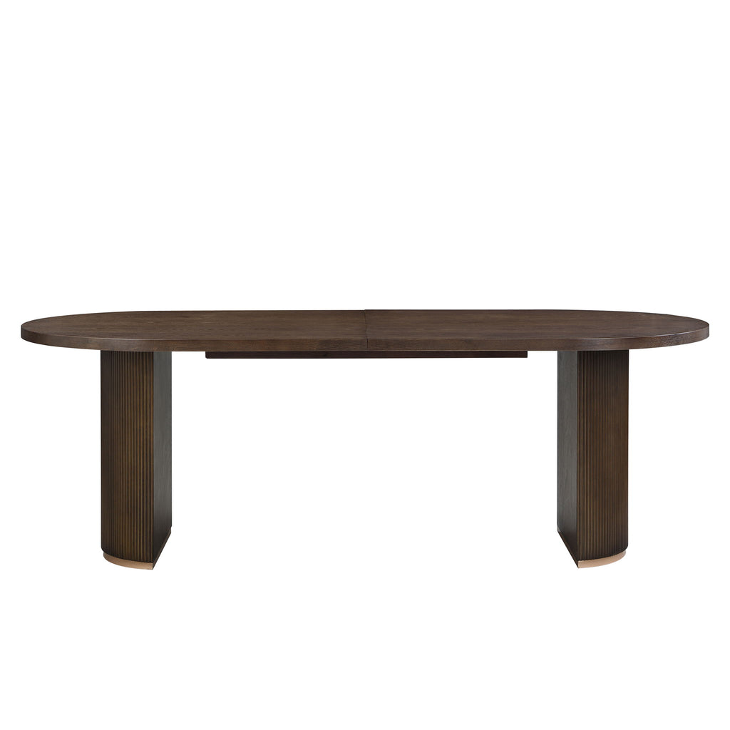 Modern Rustic Oval Dining Table With Double Pedestal Base