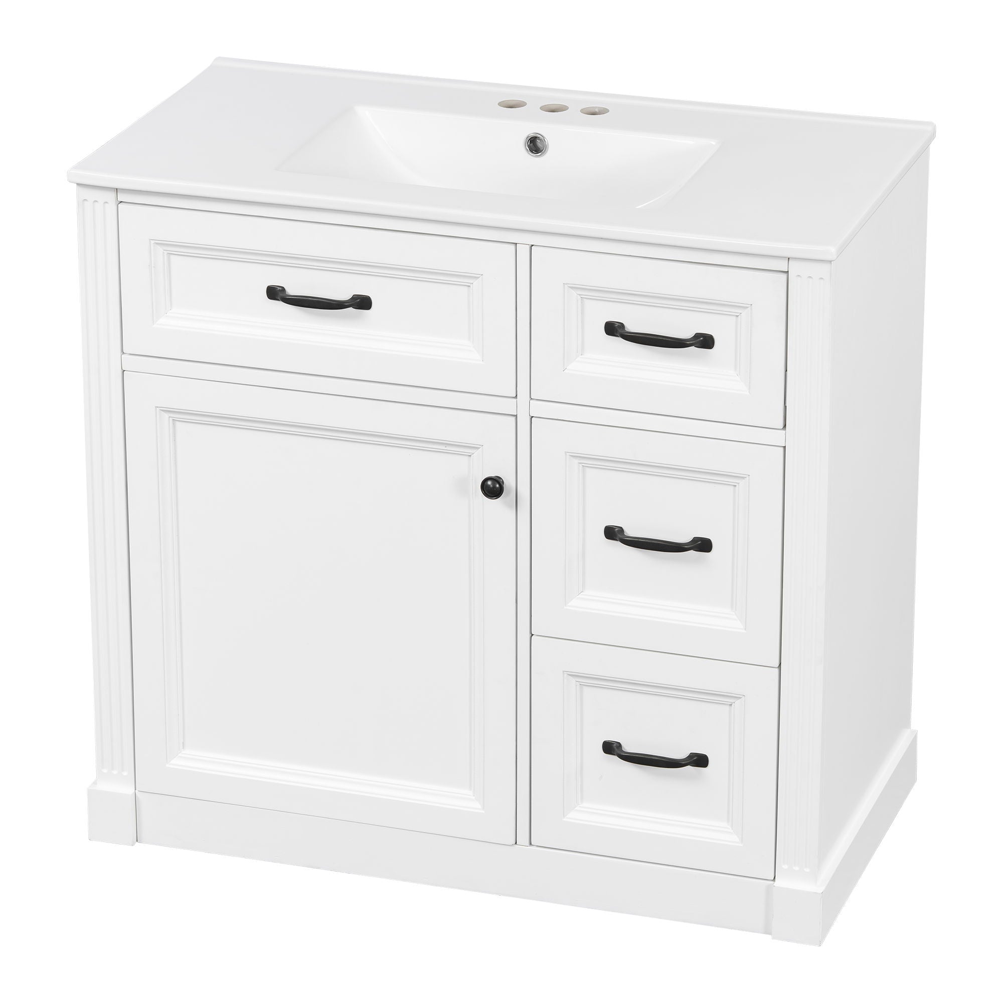 Modern Bathroom Vanity With Sink, 4 Drawers, Soft-Close Door, Adjustable Shelf