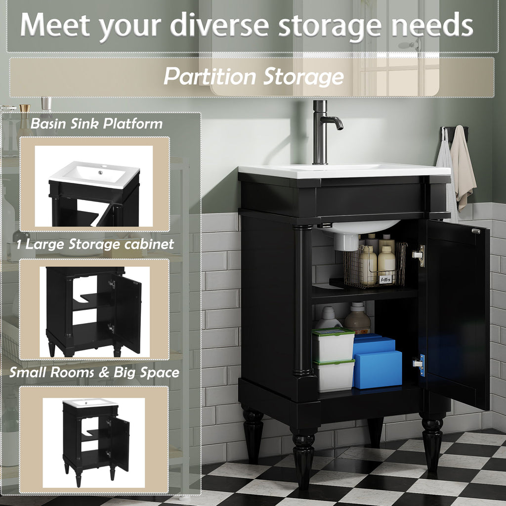 Bathroom Vanity With Sink, Storage Cabinet With Door, Drop In Sink, Compact Freestanding Design