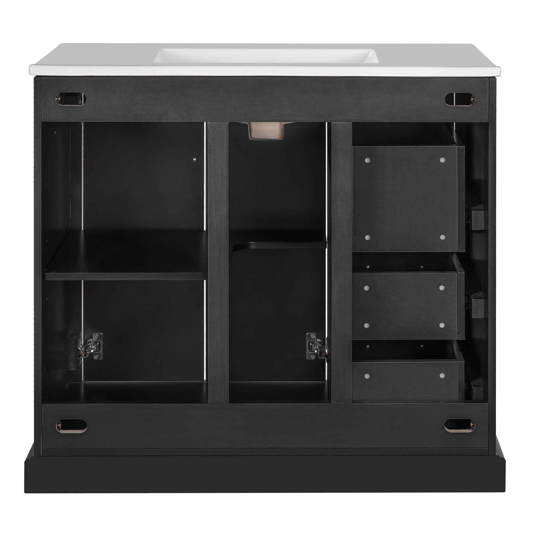 Bathroom Vanity With Sink, Soft Close Doors, Adjustable Shelf & 3 Drawers