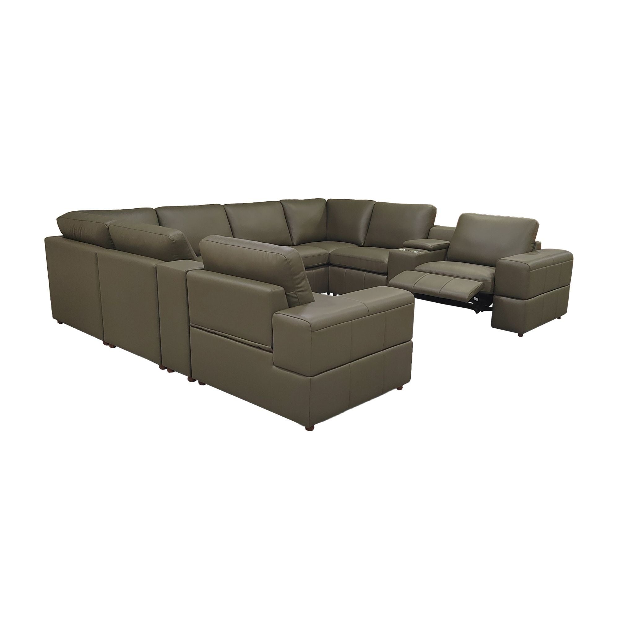 Upholstered Large Arms Sectional With Recliner Seats