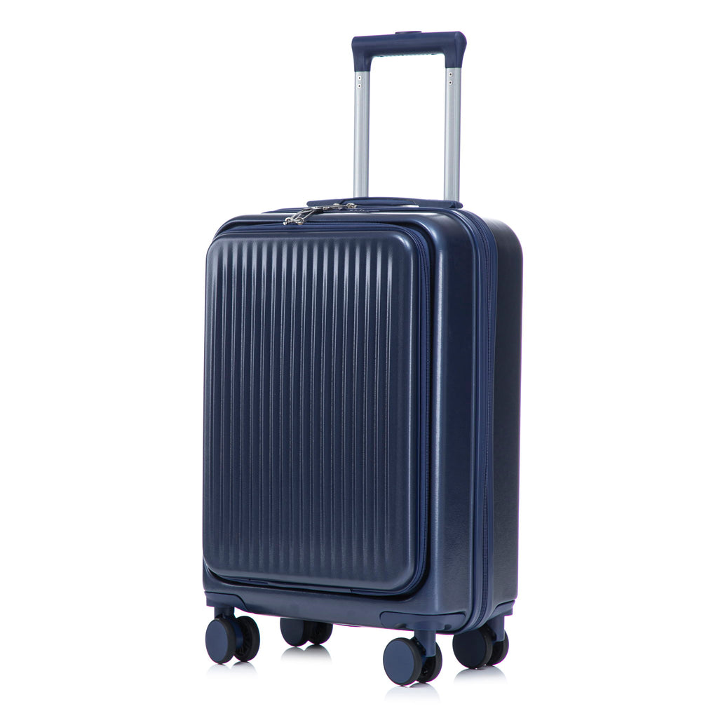Luggage Set With Cosmetic Case, Combination Lock, Front Opening Design