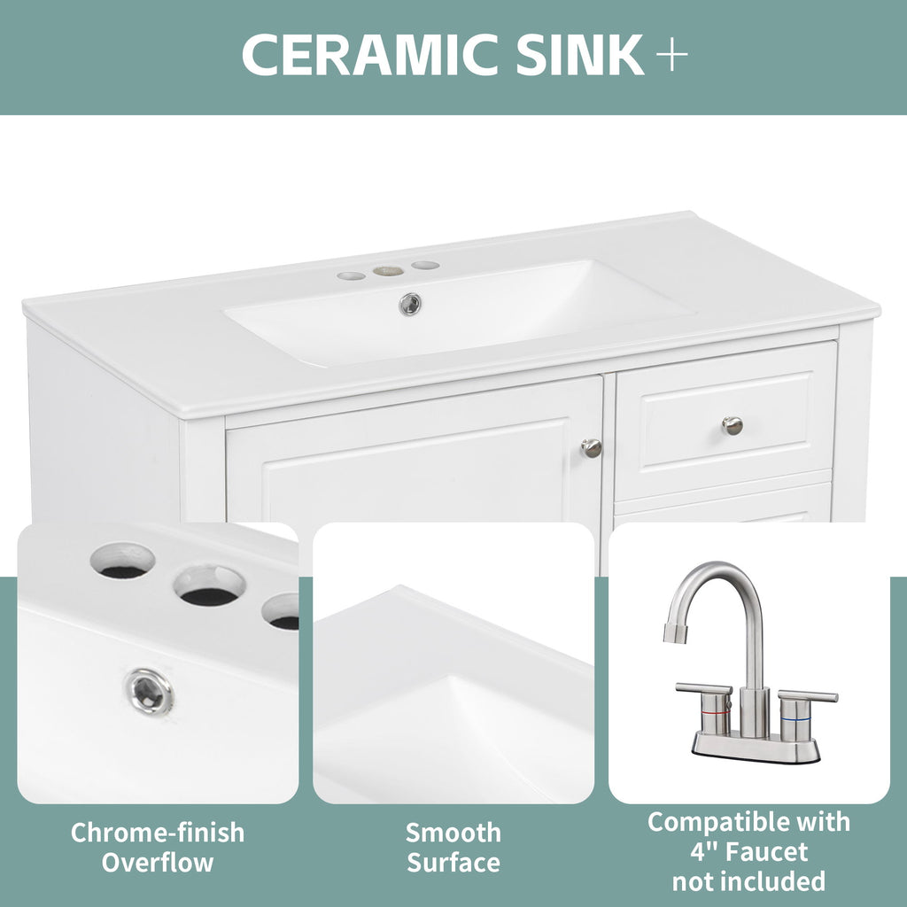 Modern Bathroom Vanity With Sink, 3 Drawers & Cabinet