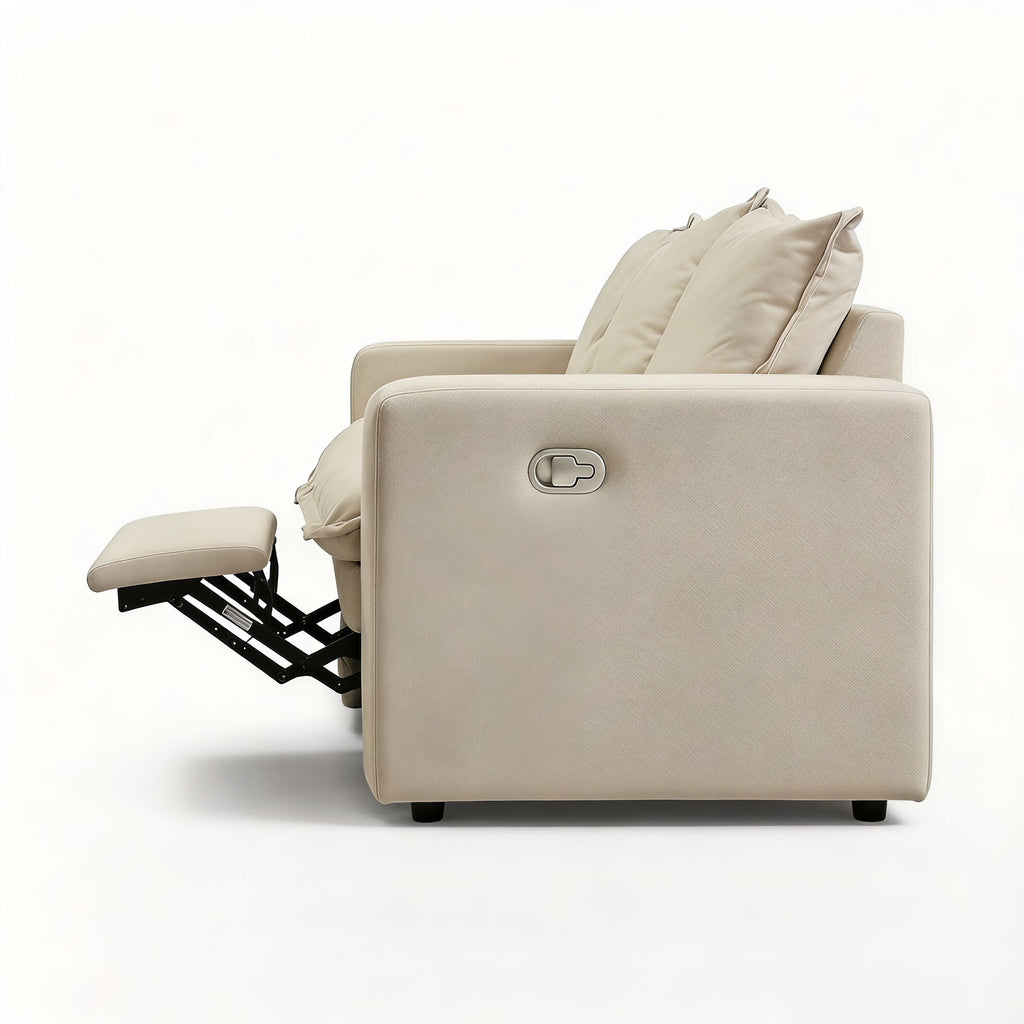 Plush Pillow Top Reclining Sofa, 3 Seat - Cream Beige
