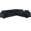 Modern Style L-Shape Sectional Set, USB Ports, Cup Holder