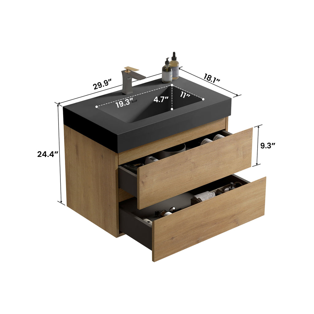 Alice - Bathroom Vanity With Sink, Large Storage, Wall Mounted