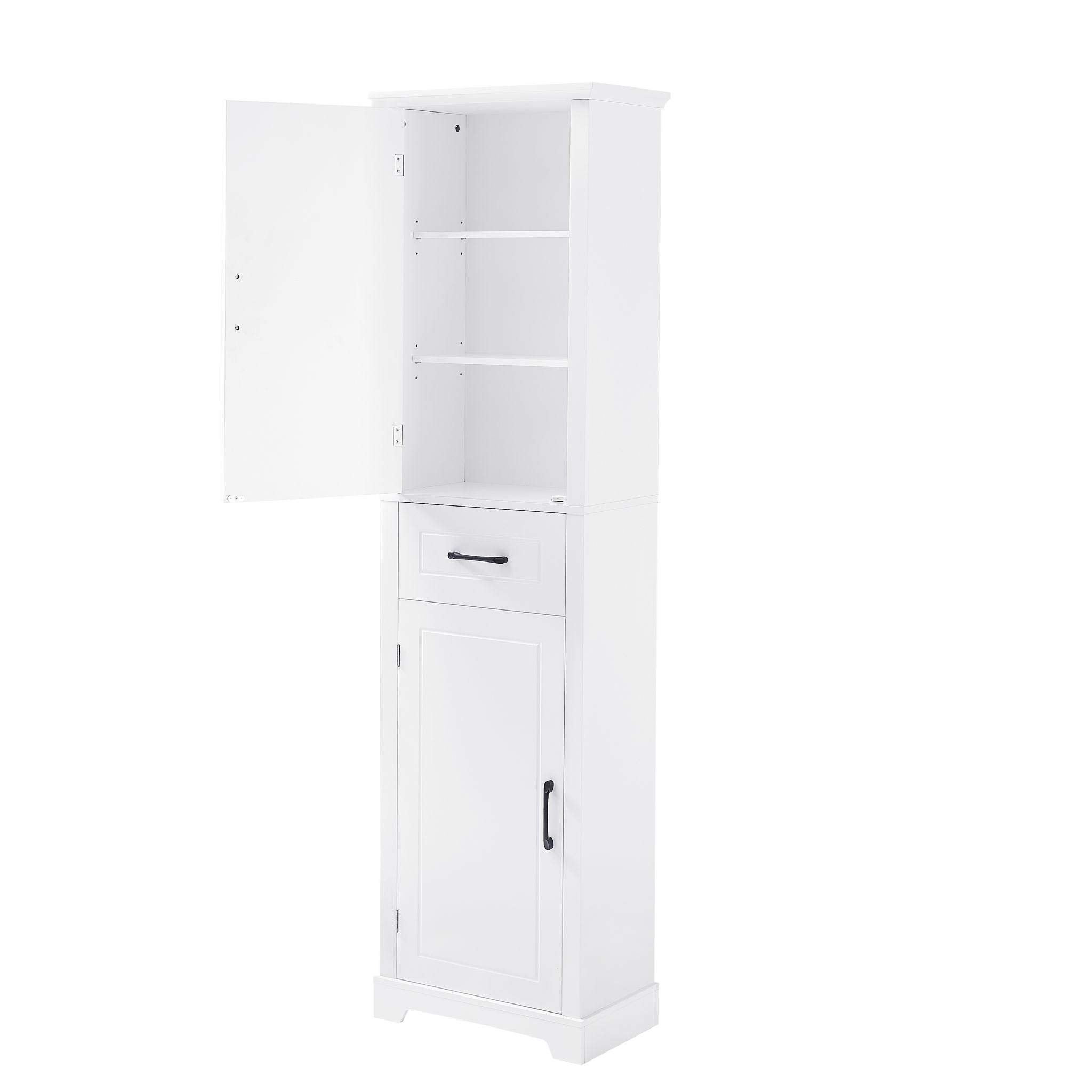 Tall Freestanding Bathroom Storage Cabinet With 2 Doors And Adjustable Shelves