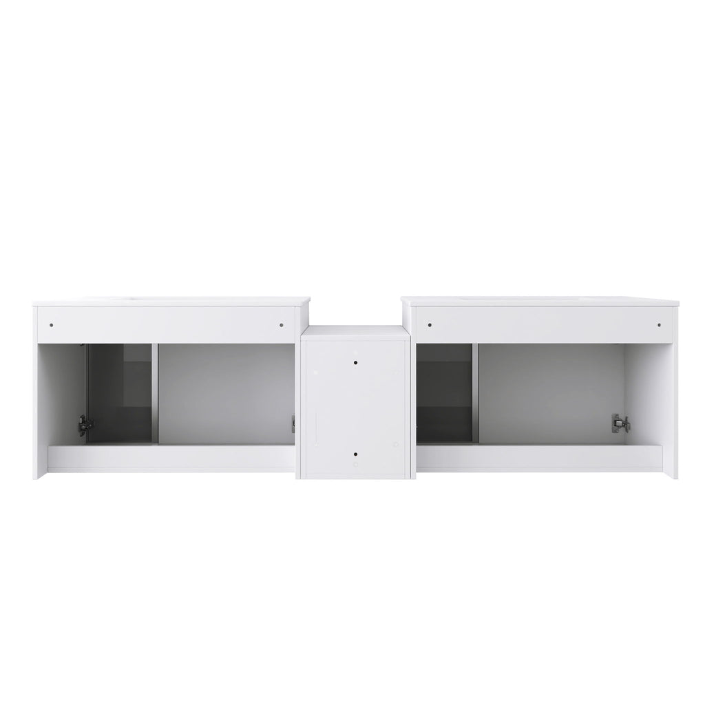 Wall Mounted Bathroom Vanity With Sink, Soft Close Doors, Cabinet & Half Door
