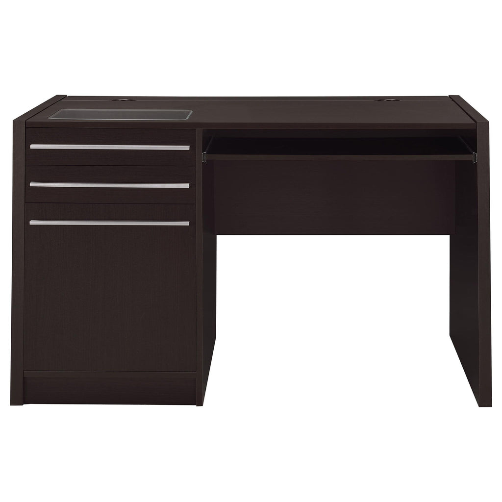 Maxim - 2 Drawer Computer Desk With Lift Top Storage And Power Outlet - Cappuccino