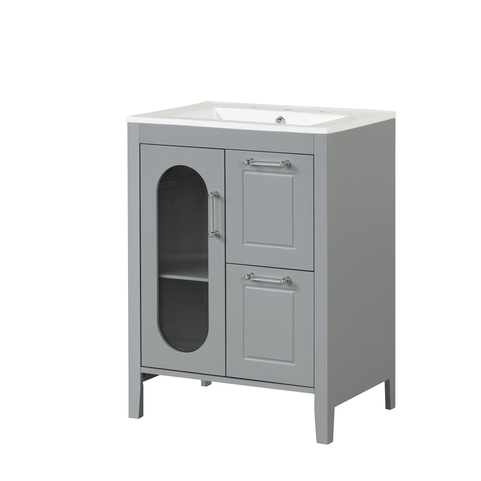 Modern Bathroom Vanity With Sink, Cabinet With 2 Drawers And Door, Adjustable Shelf