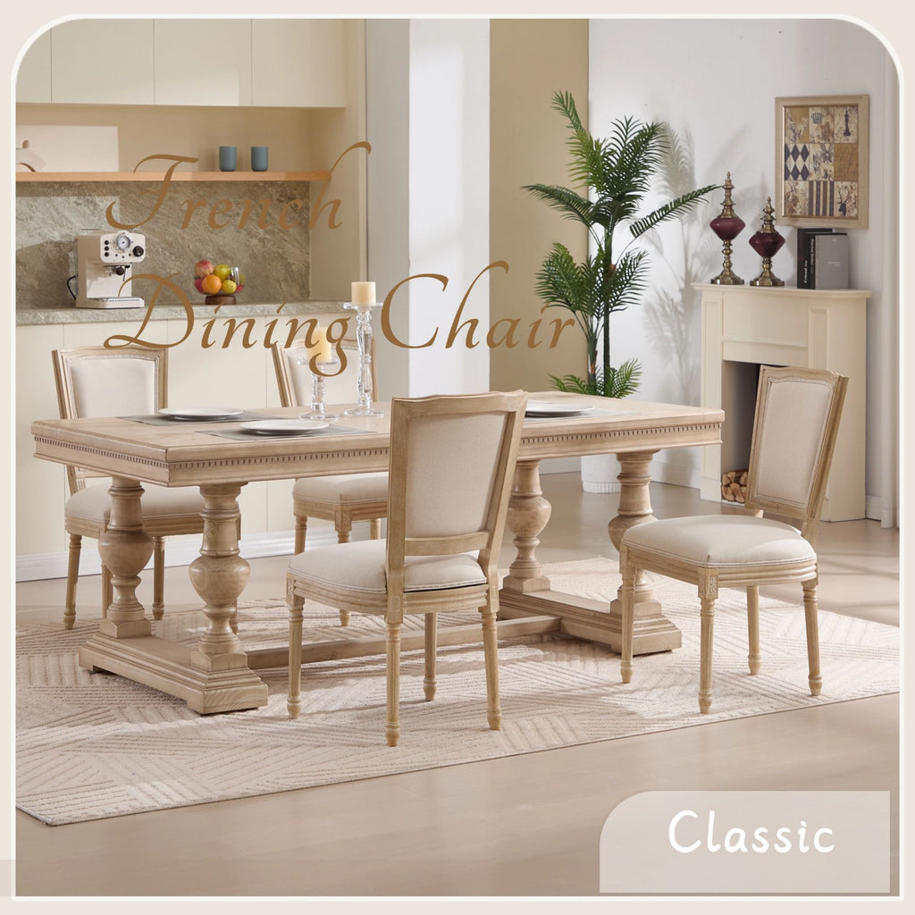 Dining Chairs Upholstered With T - Shaped Back (Set of 2) - Beige