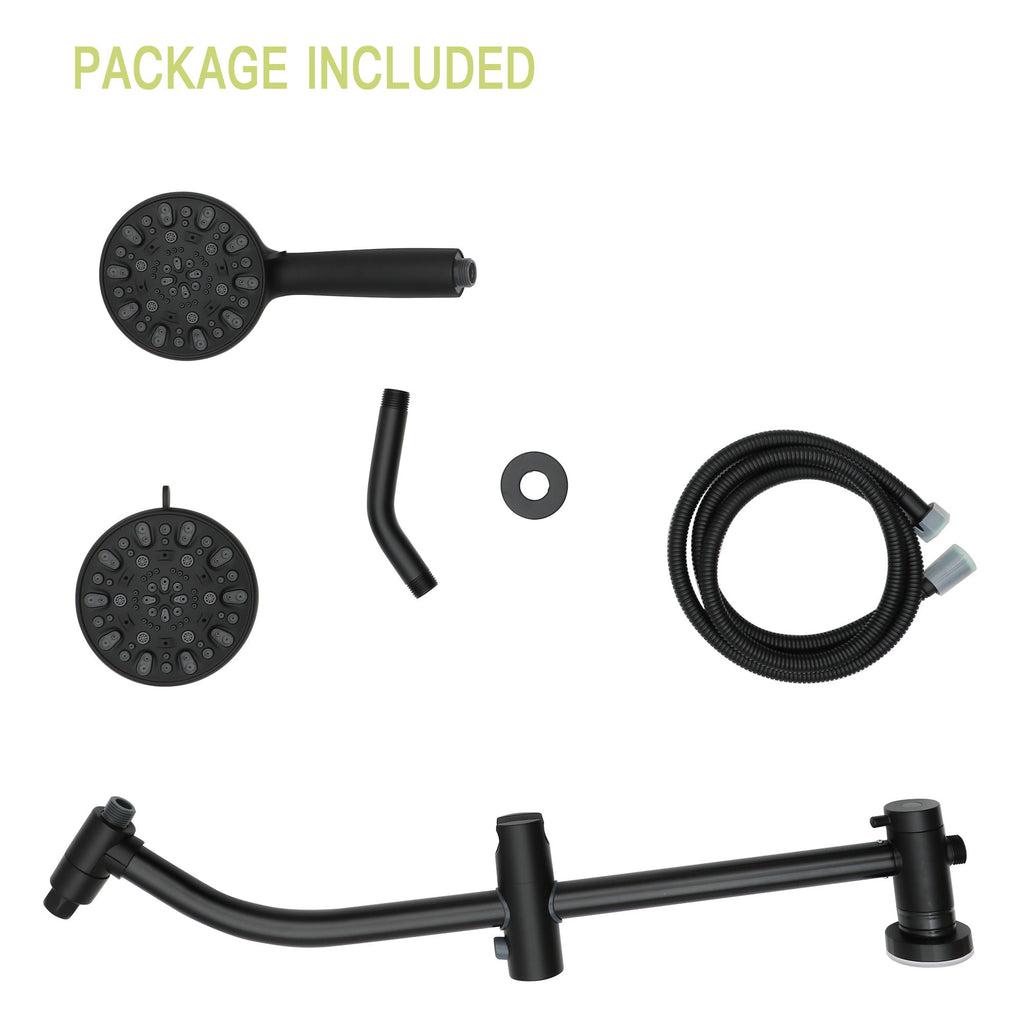 Multi Function Dual Shower Head Shower System With 4.7" Rain Showerhead, 7 Function Hand Shower, Adjustable Slide Bar