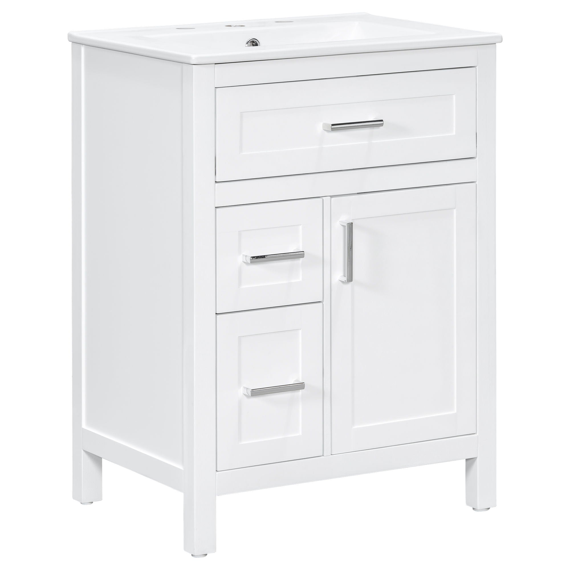 Modern Bathroom Vanity With Sink, Flip Drawer & 2 Drawers, Soft Close Hinges, Adjustable Shelf
