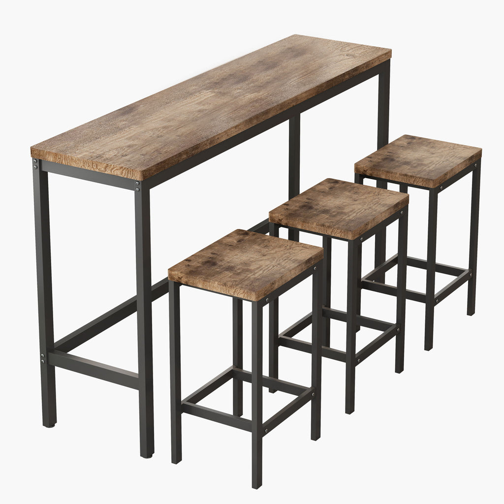 Modern Design Long Dining Table Set With 3 Stools