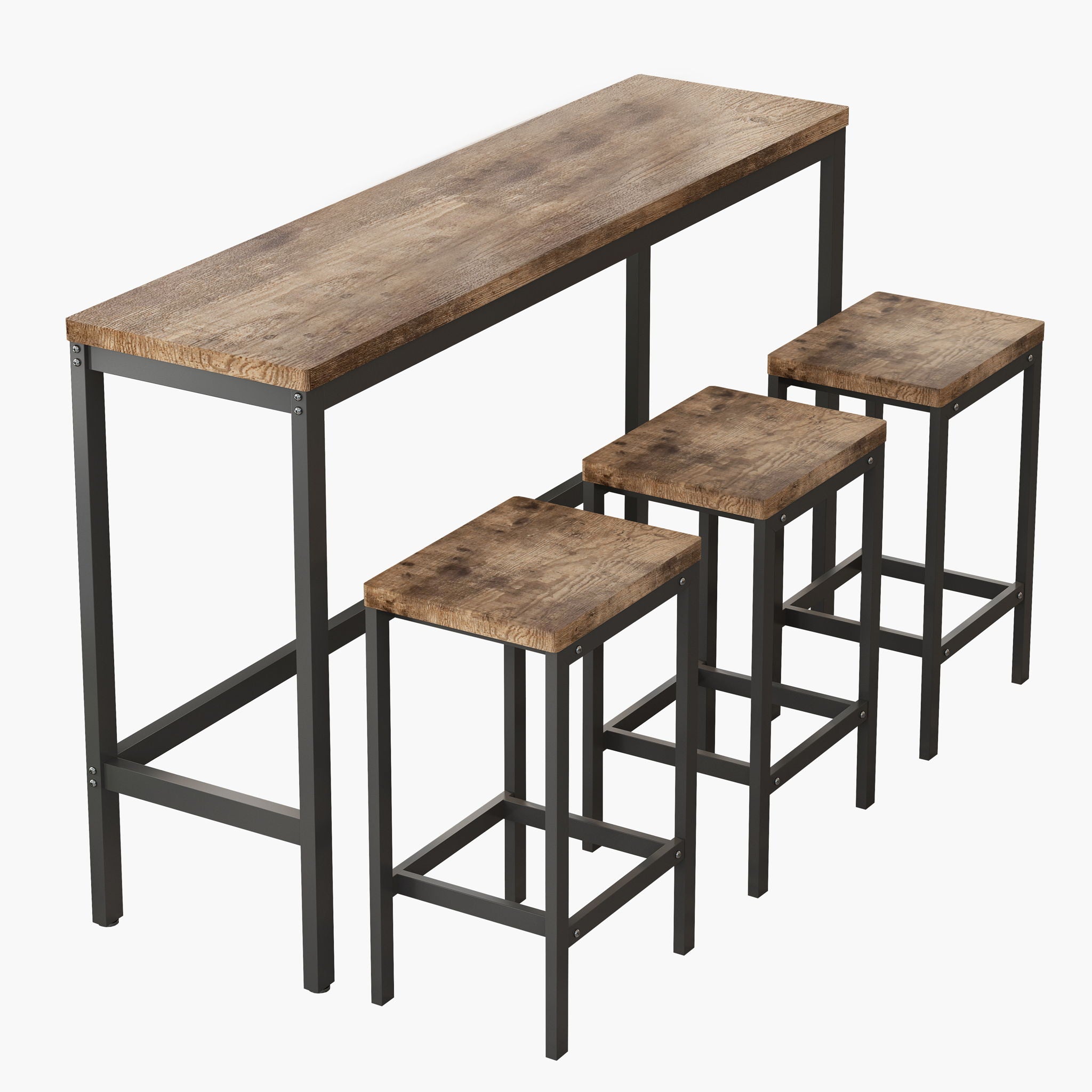Modern Design Long Dining Table Set With 3 Stools