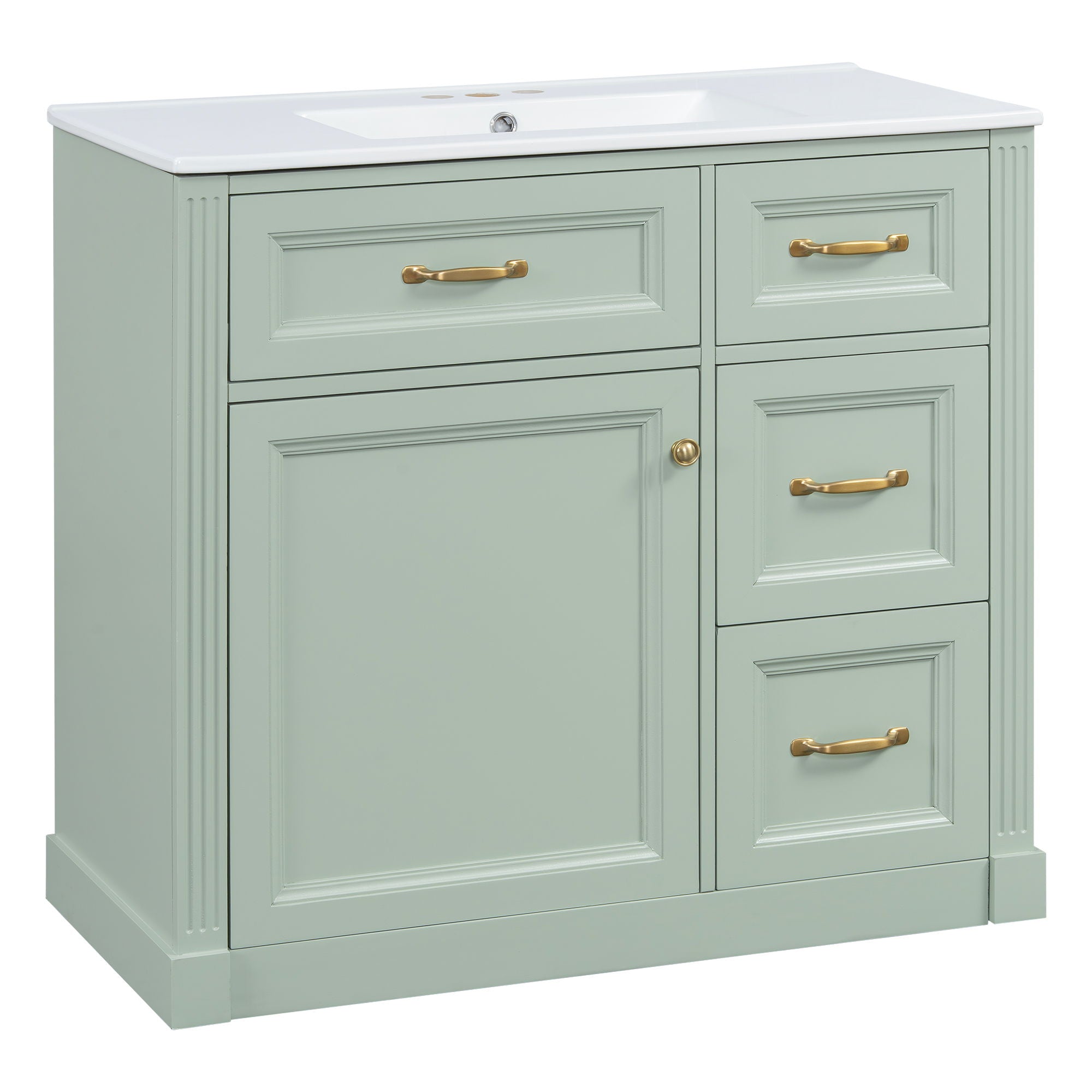Modern Bathroom Vanity With Sink, 4 Drawers, Soft-Close Door, Adjustable Shelf
