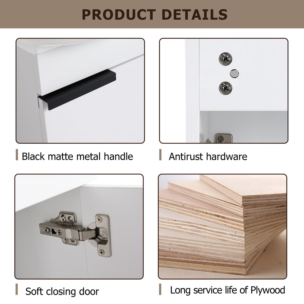 Wall Mounted Bathroom Vanity With Sink And Storage Rack, Soft Close Doors
