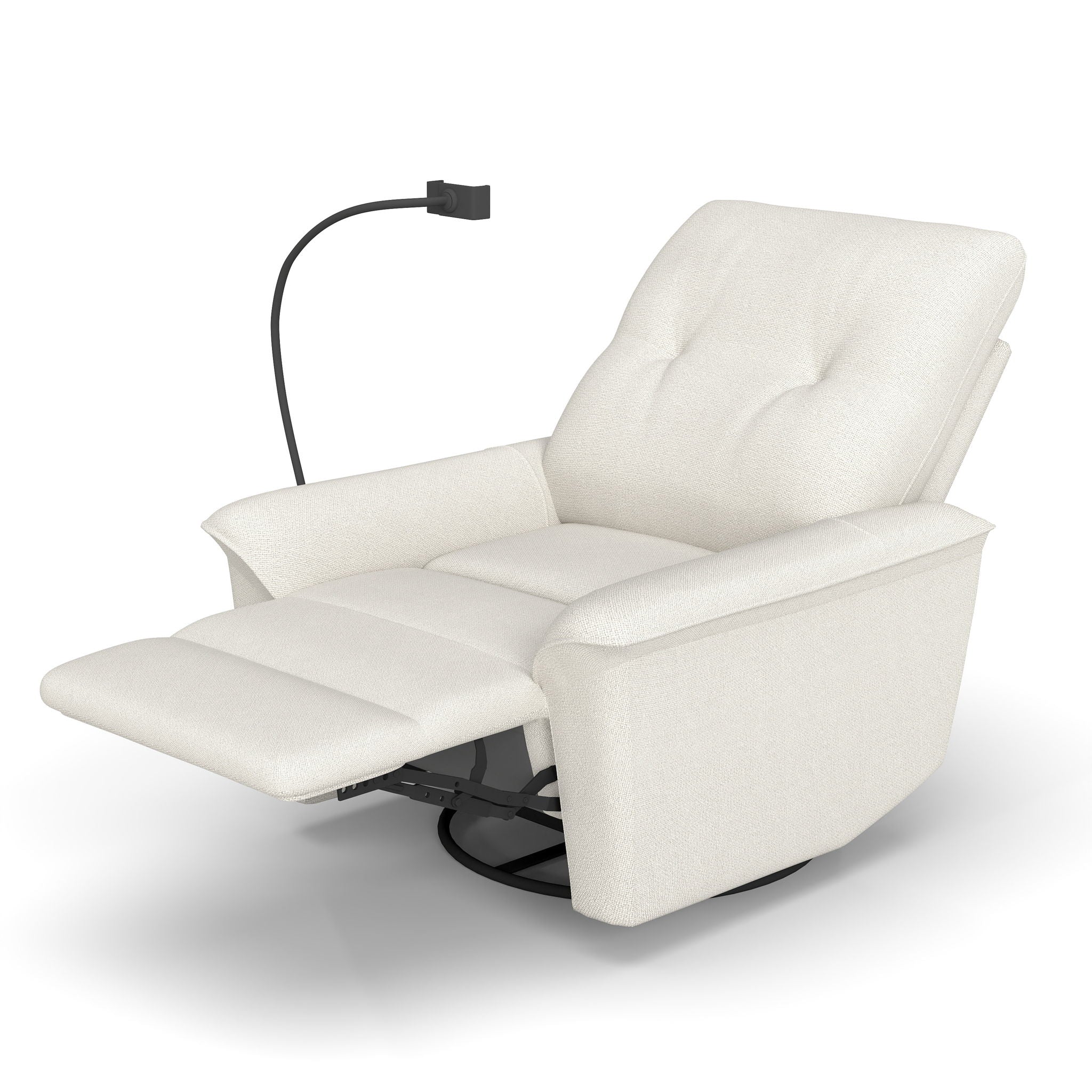 270° Power Swivel Rocker Recliner Chair With Phone Holder, Electric Glider Reclining Sofa With USB Ports For Living Room Bedroom - Beige