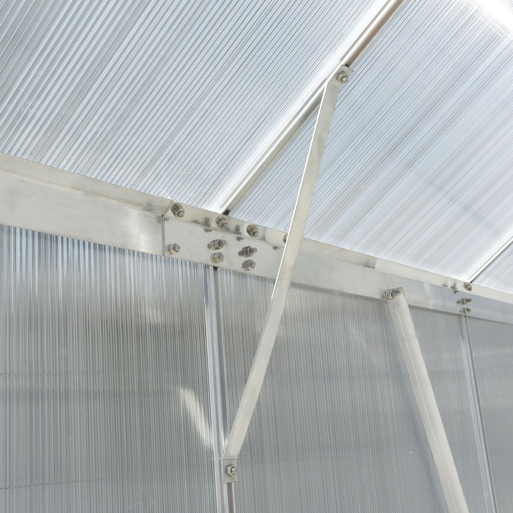 Polycarbonate house, Heavy Duty Outdoor Aluminum Walk-In House Kit With Rain Gutter, Vent And Door For Backyard Garden