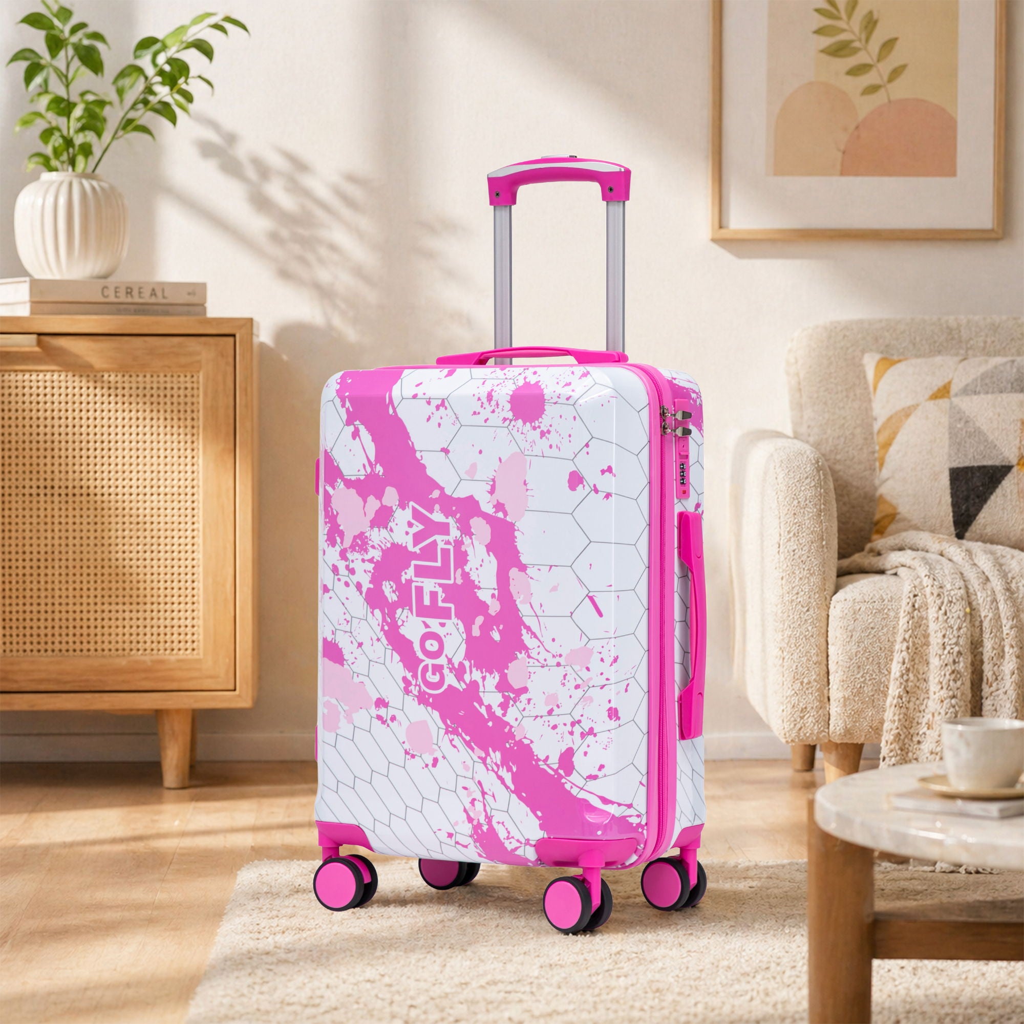 Luggage With Combination Lock, Lightweight Carry-On Suitcase