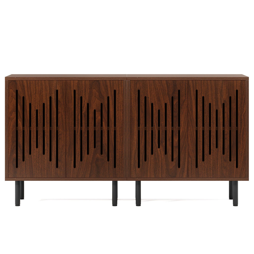 Buffet Sideboard Cabinets With Adjustable Shelves For Dining Room (Set of 2) - Dark Brown