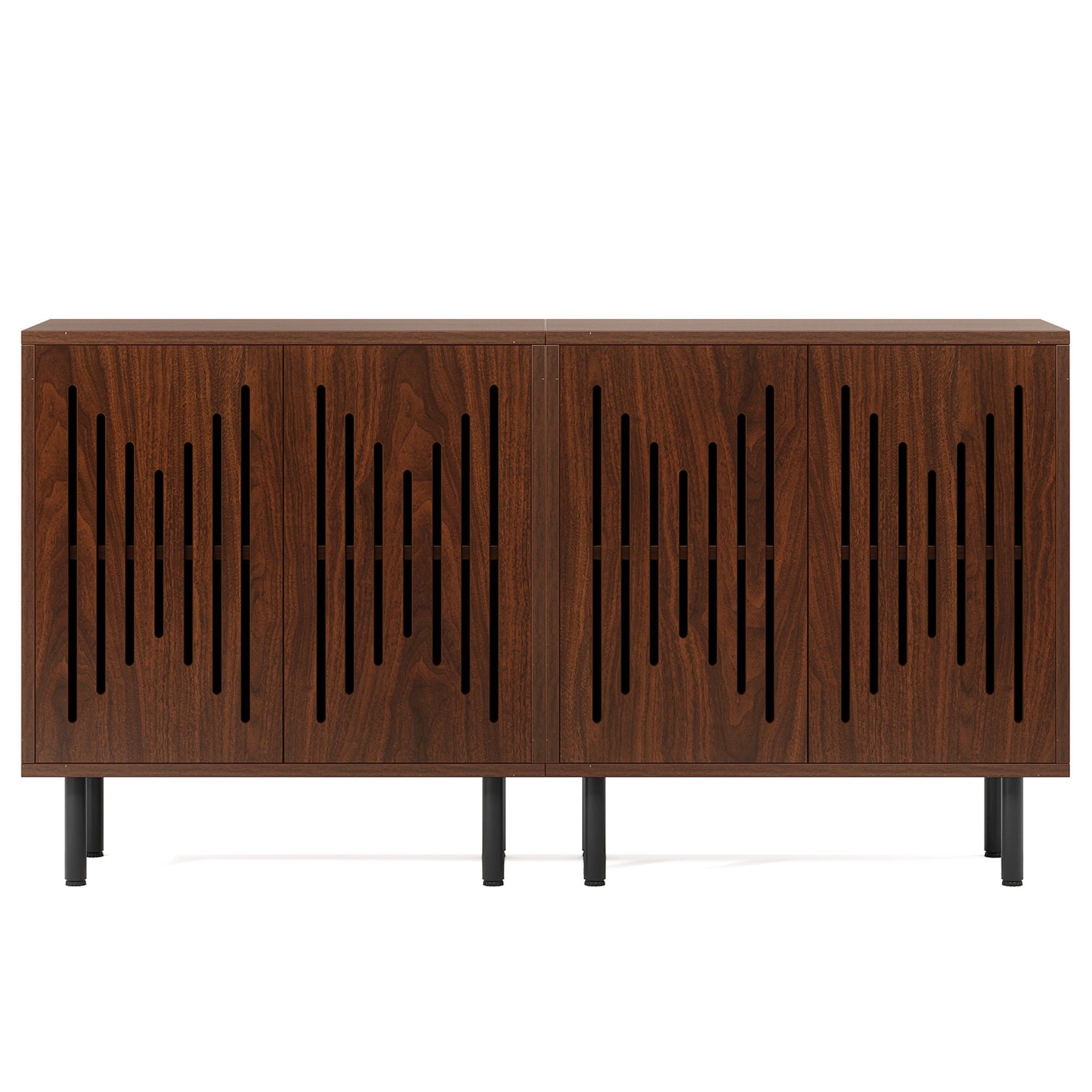 Buffet Sideboard Cabinets With Adjustable Shelves For Dining Room (Set of 2) - Dark Brown
