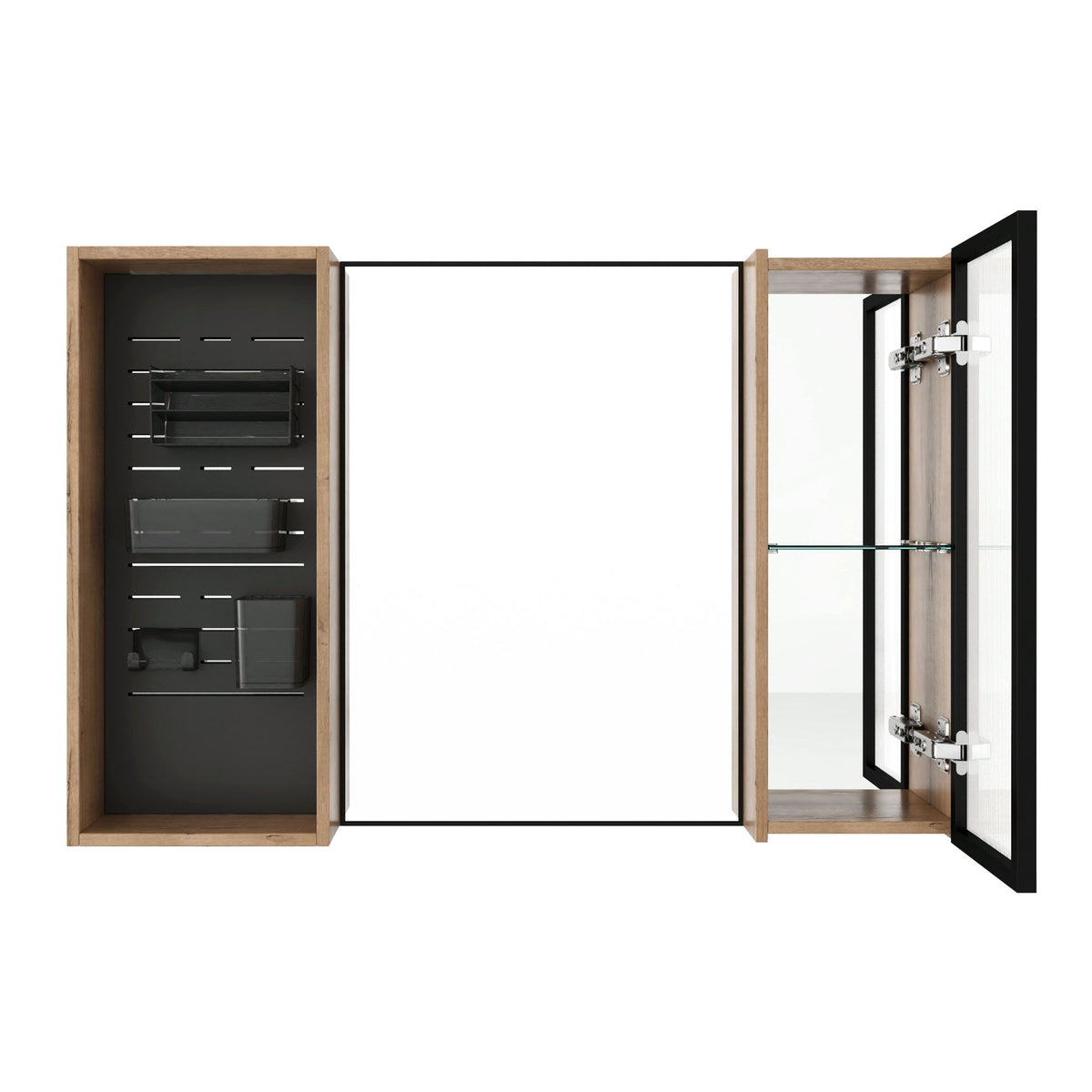 41.6" Wall Mounted Bathroom Cabinet With Adjustable Shelves Storage Cabinet - Imitative Oak