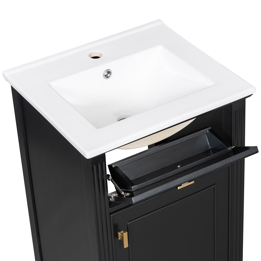 Bathroom Vanity With Sink, Adjustable Shelf, Tilt-Out Drawer