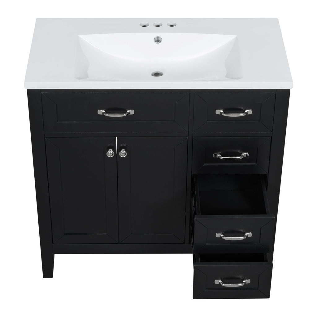 Modern Bathroom Vanity With Sink, Freestanding With Drawers And Doors