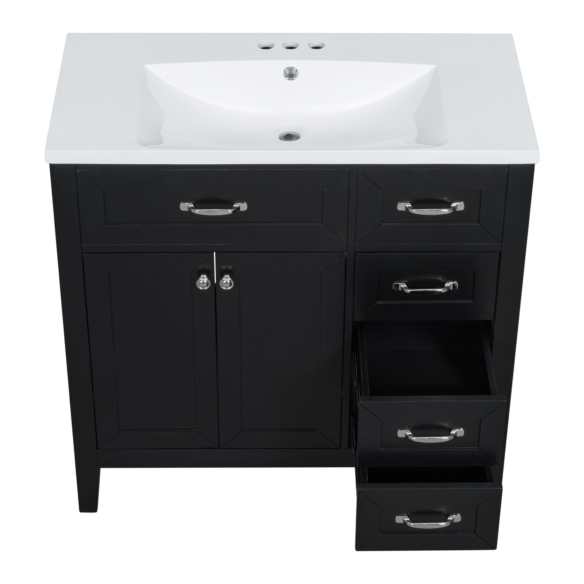 Modern Bathroom Vanity With Sink, Freestanding With Drawers And Doors