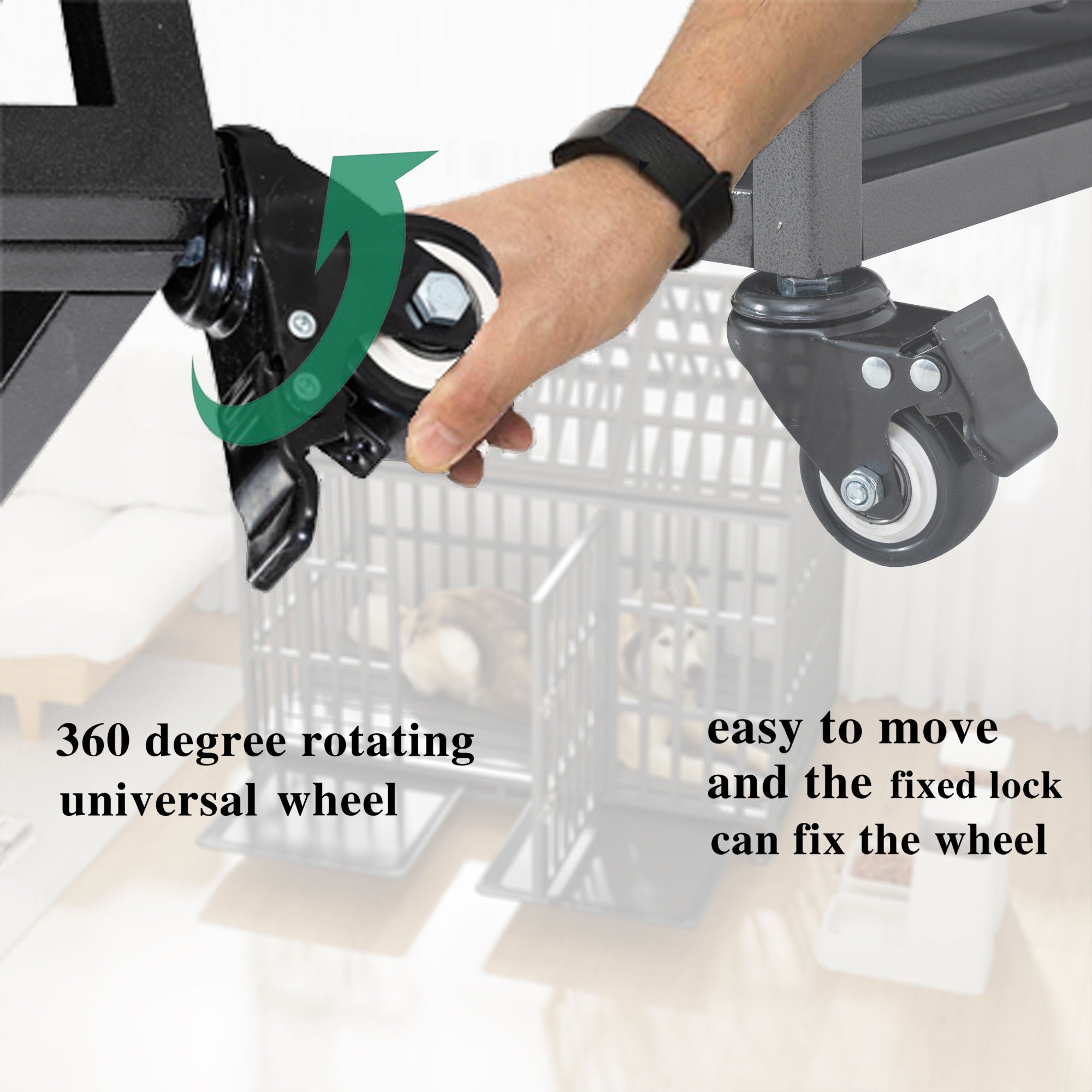Heavy Duty Dog Crate Lockable Wheels