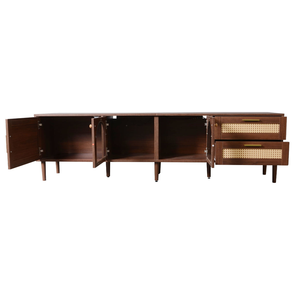 TV Stand With App-Controlled LED Lights, 2 Drawers & Door Storage