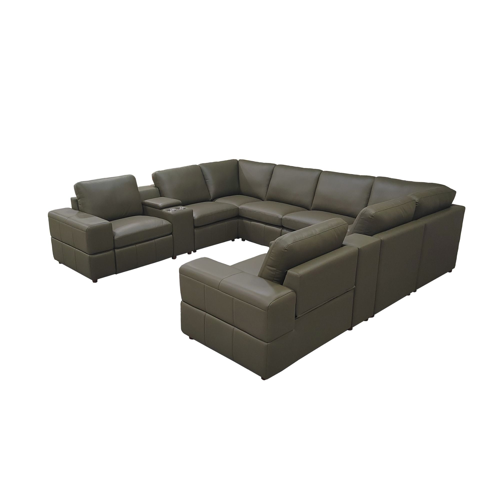Upholstered Large Arms Sectional With Recliner Seats